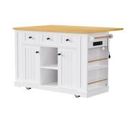 Grande carrello da cucina a isola con piastra pieghevole, presa elettrica, scaffale a 2 livelli e 5 ripiani laterali aperti, perfetto per cucina e sala da pranzo nization