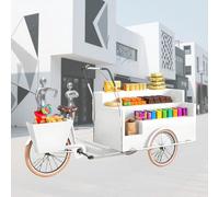 Grande carrello dell'alimento con il carretto mobile del fiore del triciclo del camion del carico dell'esposizione della bevanda per i centri commerciali Triciclo bianco per gli eventi e l'uso