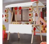 Grande carrello pieghevole per hot dog con tenda - versatile carrello in legno per snack e gelati - soluzione ideale per venditori di cibo all'aperto