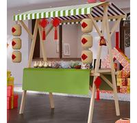 Grande carrello pieghevole per hot dog con tenda - versatile carrello in legno per snack e gelati - soluzione ideale per venditori di cibo all'aperto