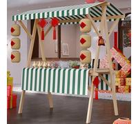 Grande carrello pieghevole per hot dog con tenda - versatile carrello in legno per snack e gelati - soluzione ideale per venditori di cibo all'aperto