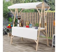 Grande carrello pieghevole per vendite, 120/150 cm, con tavolo e baldacchino, leggero, per gelati, hot dog, fiori, espositore portatile (bianco, larghezza 120 cm)