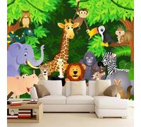 Grande Carta Da Parati Murale Giraffa Leone Adesivo Murale Staccabile E Attaccabile Cartone Animato Di Animali Della Giungla Murale Per Cameretta Camera Da Letto Parete Decorazione Per La Casa Poster