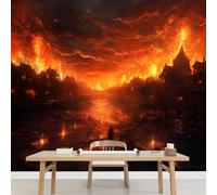 Grande Carta Da Parati Murale Incendio Cittadino Adesivo Murale Staccabile E Attaccabile Arte Astratta Murale Per Cameretta Camera Da Letto Parete Decorazione Per La Casa Poster
