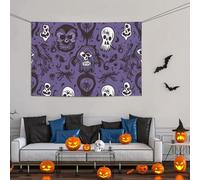 Grande cartello decorativo per feste, sfondo personalizzato da appendere alla parete, striscioni per compleanno da cortile con motivo horror su sfondo viola, sfondo fotografico per feste, 119 x 180 cm