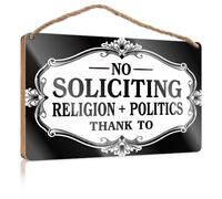 Grande cartello per la casa con scritta "No Soliciting Religion + Politics Camper Decor Farmhouse Hanging Sign (20 x 30 cm)