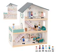 Grande casa delle bambole in legno di Tooky Toy con figure FSC