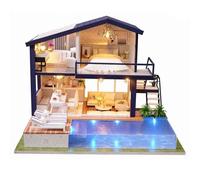 Grande casa delle bambole, modello di cortile assemblato con luci a LED, idea regalo creativa per la stanza, per adulti e amici, per amanti degli amici, montaggio manuale, decorazione per la casa