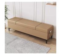 Grande cassapanca ottomana con contenitore, seduta moderna in ecopelle, elegante design rettangolare color cachi per camera da letto, soggiorno e ingresso, soluzione salvaspazio 100 cm