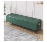 Grande cassapanca ottomana verde - moderna in ecopelle rettangolare con spazio nascosto per soggiorno, camera da letto e ingresso, 80 cm, versatile seduta ed elegante decorazione per la casa