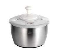 Grande centrifuga per insalata - Asciugatrice per insalata con ciotola in acciaio , manico rotante manuale, miscelatore per insalate, facile da pulire, per cucina, frutta, verdura, casa