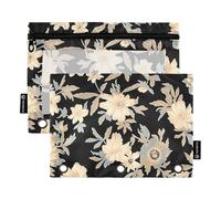 Grande cerniera con finestra trasparente fiore e bianchi astuccio con cerniera grande e robusta cartella tasca per 3 per forniture per ufficio multicolore 2 pezzi