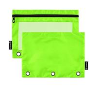 Grande cerniera con finestra trasparente verde prato Chartreuse tinta unita anelli tinta unita astuccio con cerniera occhielli rinforzati 3 fori raccoglitore per scuola, ufficio e casa, multicolore, 2