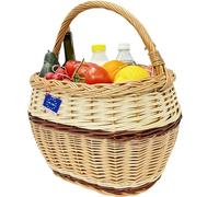 Grande cesta XL in vimini con manico - Per il trasporto di verdure, pane - Cesto leggero per auto, fatto a mano, in 3 colori - marrone chiaro, marrone scuro e bianco - 40x27x40 cm