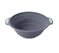 Grande cestino in silicone pieghevole per il pane per la cottura di torte, resistente al calore, facile rilascio, grigio (rotondo)