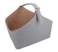 Grande cestino porta legna da ardere in feltro argentato con manico porta legna