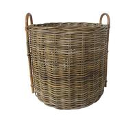 Grande Cesto Porta Vaso in Vimini Giunco. Ideale per interno, esterno, giardino. Cm Ø 60 x H 55, 65 con Manici. Design Rustico. Artigianale ed Ecosostenibile.