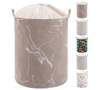 Grande cesto portabiancheria da 50 cm, con coperchio, pieghevole, con coulisse, cesto per la biancheria con manico, pieghevole, per bagno, camera da letto, vestiti, giocattoli, asciugamani (grigio