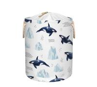 Grande cesto portabiancheria - Orca Whale 58L pieghevole Storage Bin per coperte, giocattoli per bambini, vestiti sporchi, cestino alto per la cameretta dei bambini, decorazione per bagno, camera da