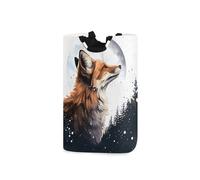 Grande cesto portabiancheria pieghevole Fox under the Moon con manico pieghevole