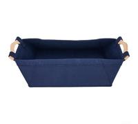 Grande cesto portaoggetti in feltro con lati in legno di pino, lavabile, adatto per organizzare vestiti per bambini, giocattoli, riviste, libri e articoli per la casa in qualsiasi stanza (M, blu navy)