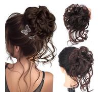 Grande Chignon Finto per Capelli, Chignon Facile per Capelli Elastico Capelli Finti Ondulato Capelli Veri Coda di Cavallo Pezzo di Capelli Spessi Updo per Donne Ragazze (6A (marrone scuro)