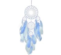 Grande - Ciondolo da parete con piume, decorazione della casa Boho, camera da, piume fatte a mano, garantisce un'atmosfera tranquilla arte da parete spirituale/design a cinque anelli fatto a