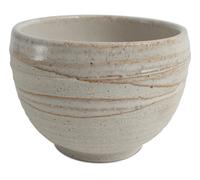 Grande ciotola ceramica giapponese Mino ware bianco opaco a righe marroni (ma...