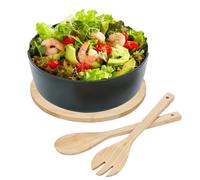 Grande Ciotola Di Insalata | Contenitore Insalata Di Ciotola Di Grandi Dimensioni | 130,5 Once Che Servono Il Servizio In Legno Con Forchetta Per Cucchiaio Per Snack Di Frutta Di Cereali Da Cucina A C