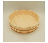 Grande ciotola in legno per mescolare sushi con fasce in rame, 12 misure 30 cm/11,8 pollici, vaschetta per riso per ristoranti di sushi, utensili da cucina in stile giapponese autentico