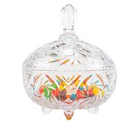 Grande ciotola in vetro da 800 ml con coperchio, barattoli per dolci per buffet, zuccheriera in cristallo decorativo, contenitore per cioccolatini, biscotti, fagioli, noci, portagioie, farmaci, Natale