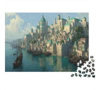 Grande città portuale medievale, stile francese Jigsaw Puzzle 52x38cm/1000pcs Adulti Puzzle Gioco Educativo Decorazioni Per La Casa