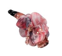 Grande clip a banana for forcina con clip verticale, tessuto fatto a mano in chiffon di cristallo e seta, compatibile con clip Pontail(pink)