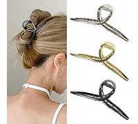 Grande clip per capelli in metallo grande forcina per capelli donna farfalla 5,3 ′ forcina per capelli in metallo di grandi dimensioni adatta per capelli lunghi e spessi 3 (argento, oro, nero)