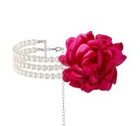 Grande collana di perle a forma di fiore, stile vintage, con camelia francese, multistrato, con perle alla clavicola, gioiello alla moda per donne