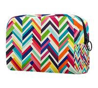 Grande colore Chevron Zigzag Pattern Makeup Bag Zipper Pouch Travel Cosmetic Organizer per le donne, Multi, 18.5x7.5x13cm/7.3x3x5.1in, Art Deco