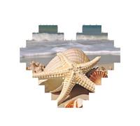 Grande conchiglia stella marina blocco di mattoni puzzle a forma di cuore, immagine personalizzata puzzle foto puzzle per adulti micro blocchi 3D per la decorazione della casa set di mattoni