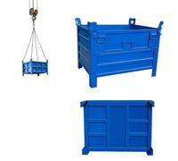 Grande container in acciaio con occhielli di sollevamento per gru | Casse per il sollevamento e il trasporto di materiali pesanti e componenti metallici(1000kg/2204lbs 80x60x64cm)