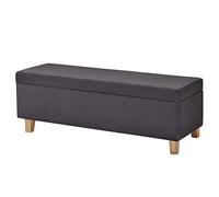 Grande contenitore ottomano pieghevole beige - multifunzionale pouf poggiapiedi con coperchi rimovibili e gambe in legno, sgabello quadrato da giardino (120 x 40 x 42 cm)