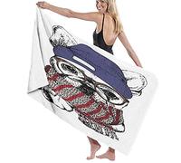 Grande Coperta Asciugamano Da Bagno,Stile Disegnato A Mano Ritratto Di Accogliente Cane Invernale Che Indossa Una Sciarpa Berretto E Occhiali,Telo Da Bagno Telo Mare Per Hotel Di Famiglia Viaggi Nuoto