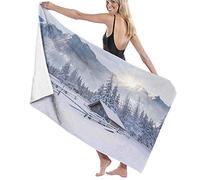 Grande Coperta Asciugamano Da Bagno,Vecchia Fattoria In Montagna Nella Stagione Invernale Tempi Freddi Nella Scena Della Rurale,Telo Da Bagno Telo Da Spiaggia Per Viaggi In Hotel Per Famiglie N