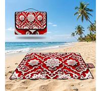 Grande Coperta de Picnic 200x300 cm, Rosso Manta Picnic Impermeable Anti-Sabbia Manta de Playa Pieghevole, Outdoor Picnic Blanket per Spiaggia, Camping, Giardino, Trekking - Boemo (4) FZ-118