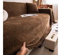 Grande coperta impermeabile per divano, 180 x 340 cm, in morbida ciniglia a spina di pesce con nappe, perfetta per divano letto o sedia a 1 4 posti