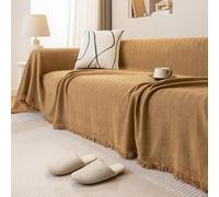 Grande coperta impermeabile per divano, 180 x 380 cm, in morbida ciniglia a spina di pesce con nappe, perfetta per divano a 1 4 posti, copridivano e sedia