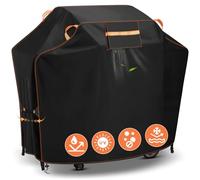Grande copertura per barbecue, copertura per barbecue a gas, resistente, con strisce riflettenti, impermeabile, antistrappo, antipolvere, per Outback, Weber, Char Broil, Brinkmann (colore nero, 183 x