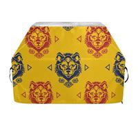 Grande copertura per griglia con motivo cinese lupo giallo, 165 cm, impermeabile, resistente, grande copertura per griglia con coulisse regolabile per polvere e vento