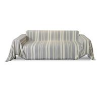 Grande copridivano multifunzionale reversibile per divano a 2-3 posti, coperta decorativa con frange, 180 x 380 cm, grigio chiaro, protezione versatile per mobili