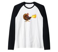 Grande Costume da Tacchino per i Fan del Ringraziamento e lanciafiamme Maglia con Maniche Raglan