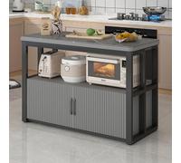 Grande credenza moderna da buffet da cucina con design a lastra di roccia, spaziosa credenza per dispensa, supporto per microonde, bar e tavolo da lavoro per la preparazione di alimenti, ideale per