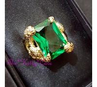 Grande Cristallo Verde Zirconi Cubici Oro Serpente Faraon Cleopatra Cobra Anelli